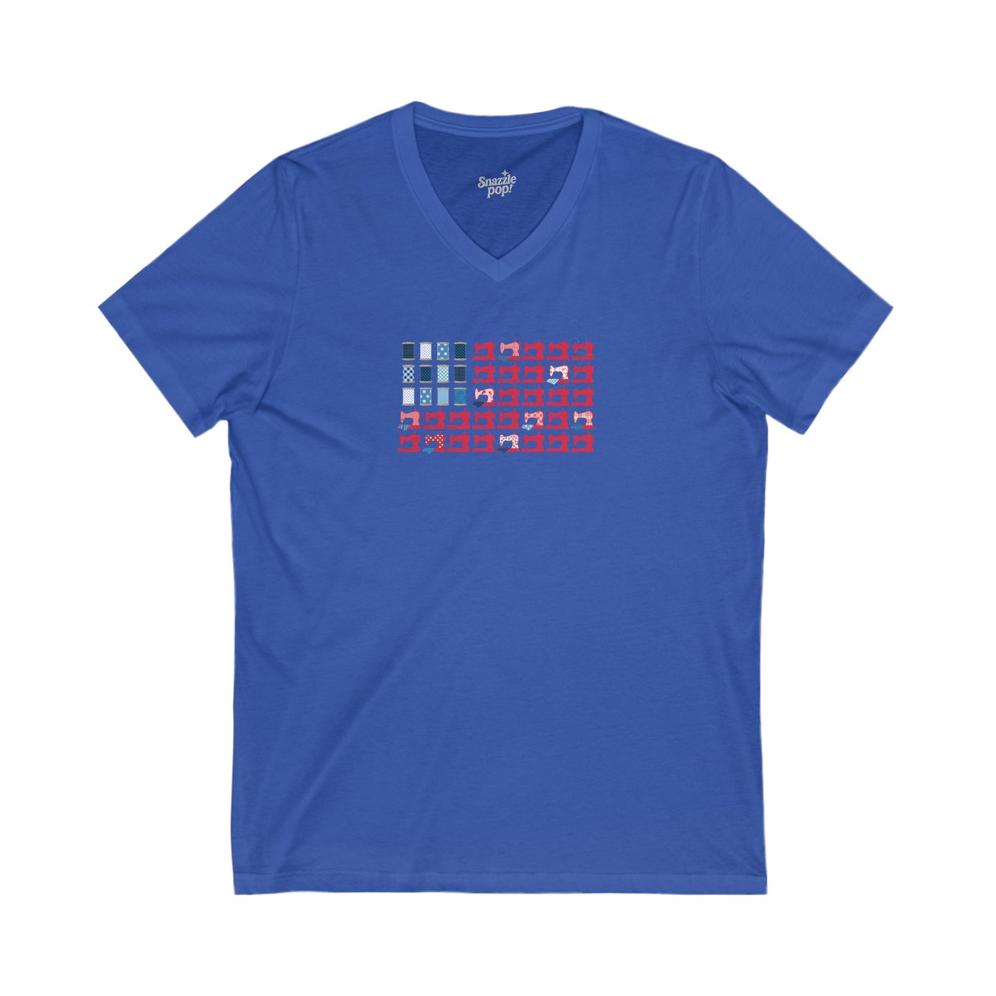 Stars, Stripes & Stitches! V-Neck Tee - Unisex Jersey Short Sleeve V-Neck Shirt