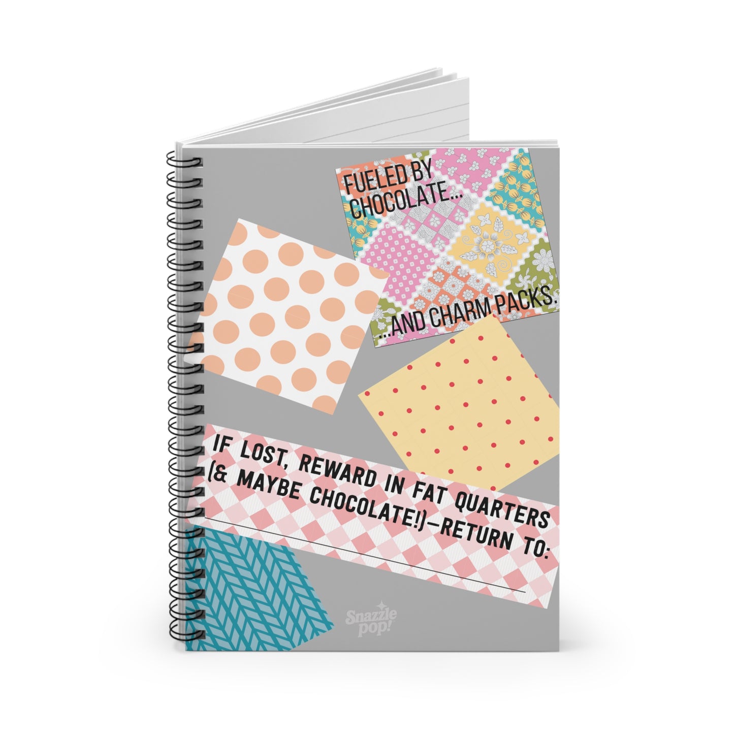 Fueled on Chocolate & Charm Packs - Spiral Notebook -  Sewing Notebook/Journal