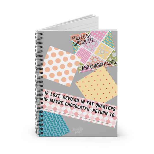 Fueled on Chocolate & Charm Packs - Spiral Notebook -  Sewing Notebook/Journal
