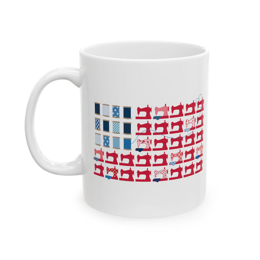 Stars, Stripes, & Stitches! 11 oz. Mug - White