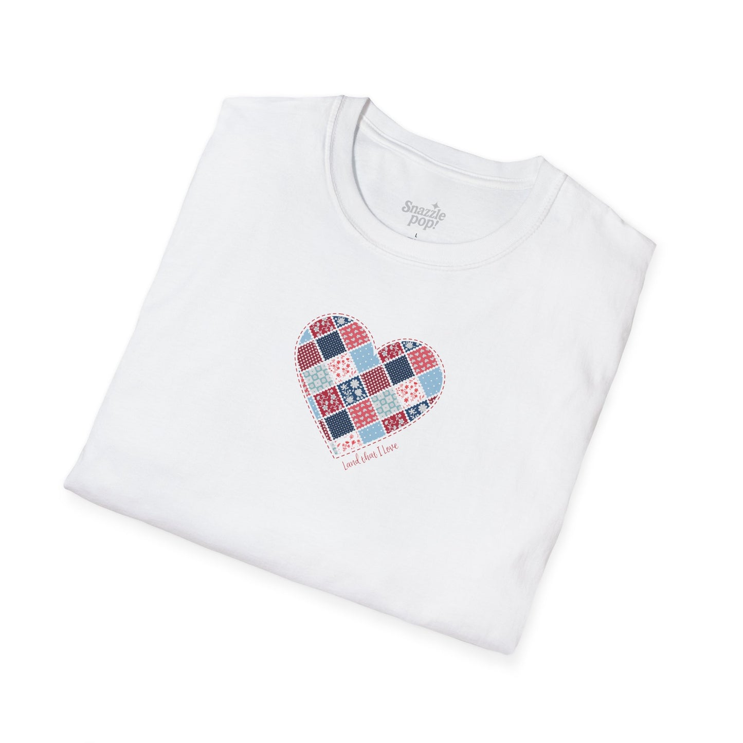 Land That I Love T-shirt - Unisex Softstyle Patriotic Tee - USA Quilt Fabric Tee (Inclusive Sizing: XS - 5X)