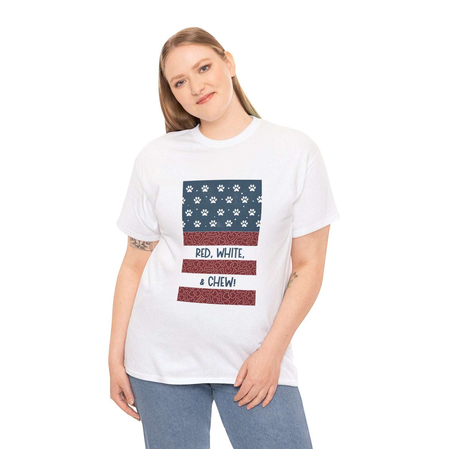 Red, White, & CHEW! (Human Edition!) Unisex Patriotic Tee to Match Your Dog! 🇺🇸🐾